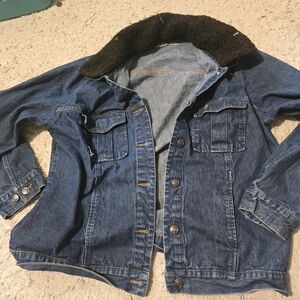 Denim Jacket with Brown Collar